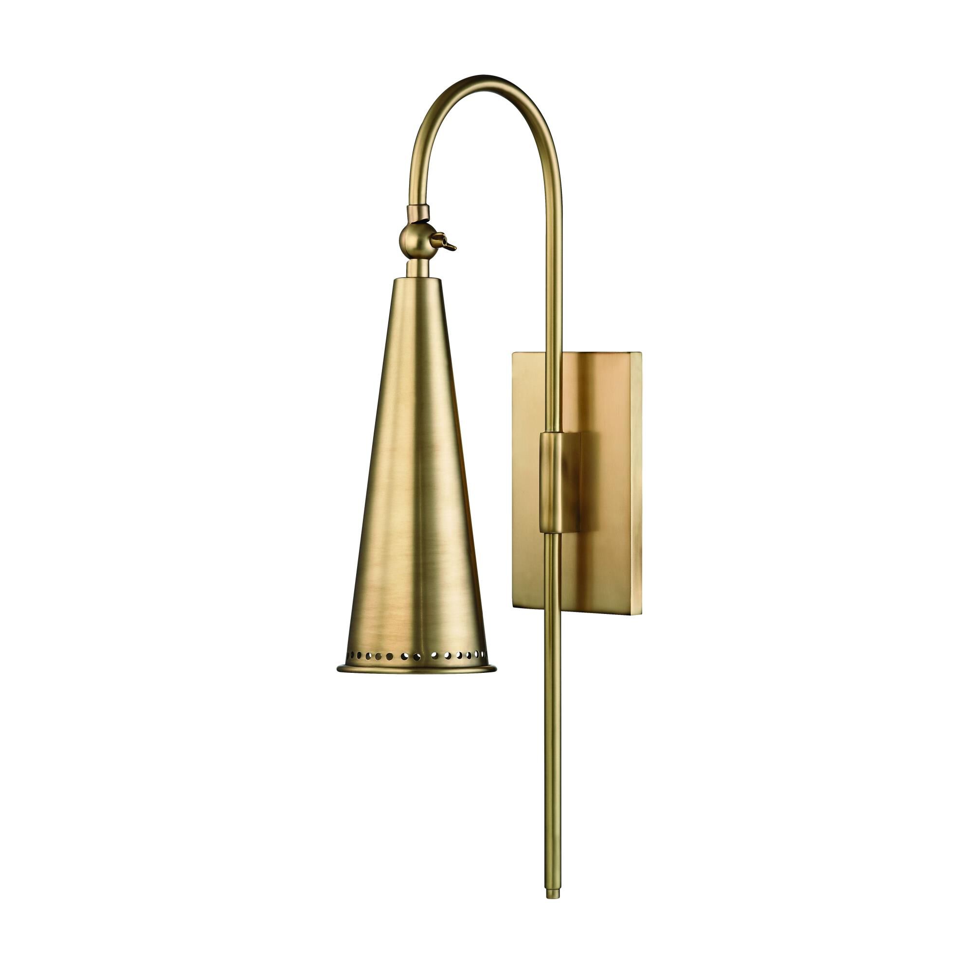 Shown in Aged Brass finish and Aged Brass shade